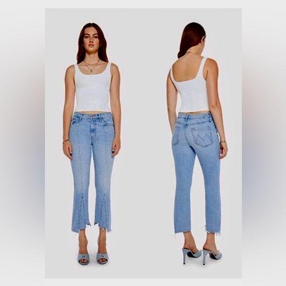 MOTHER Pants - NWT Mother The Insider Crop Pointy Fray Bootcut high waisted Denim jeans size 27